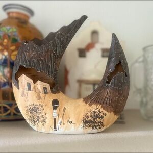 Vintage Native American handmade horn tribal naturalistic sculpture